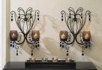 Beaded Candle Wall Sconce Pair