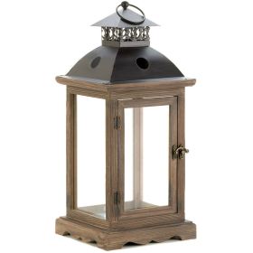 Wood Frame Candle Lantern - 18.5 inches