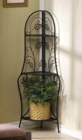 Metal Corner Three-Shelf Unit with Leaf Design