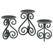 Scrolled Metal Candle Stand Set