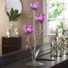 Purple & Silver Three-Flower Candle Holder