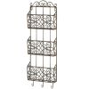 Black Iron Triple Wall Rack with Hooks