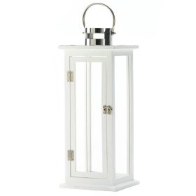 White Wood Candle Lantern - 20.5 inches