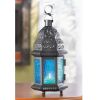 Azure Glass Moroccan Candle Lantern - 10 inches