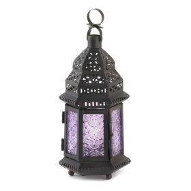 Lavender Glass Moroccan Candle Lantern - 11 inches