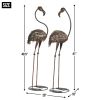 Metal Flamingo Yard Art Pair