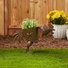 Metal Rooster Planter Sculpture