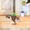 Metal Rooster Planter Sculpture