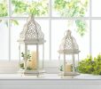 Vintage-Look White Candle Lantern - 12 inches