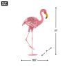 Solar Lighted Flamingo Yard Art - Leaning