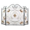 Fleur de Lis Fireplace Screen with Golden Accents