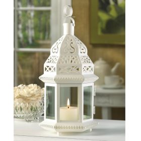 Moroccan White Candle Lantern - 13 inches