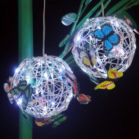 1pc Butterfly Outdoor Decorative Light Solar Hanging Decorative; Outdoor Courtyard; Garden Decorative Lamp With Ball Hanging Tree Lamp; Luminous Butte