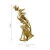 Home Decoration Resin Sculpture Statue Living Room Wine Cabinet Modern Fashion Hand-held Rose Ornaments Golden Crafts Gift - L-A