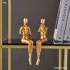 Abstract Golden Sculpture &amp; Figurines for Interior Resin Figure Statue Modern Home Decor Desk Accessories Nordic Room Decoration - 2PCS-LOVE