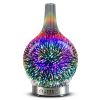 3D Fireworks Glass Vase Humidifier with 7 Color Led Night Light Aroma Essential Oil Diffuser Cool Mist Maker for Home Office - White - US