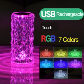 16 Colors Crystal Table Lamp Rose Light Romantic Diamond Atmosphere Light USB Touch Night Light For Bedroom Desk Party Decor - 7colors