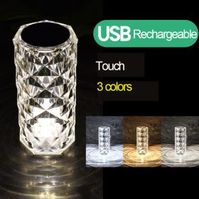 16 Colors Crystal Table Lamp Rose Light Romantic Diamond Atmosphere Light USB Touch Night Light For Bedroom Desk Party Decor - 3colors