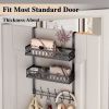 Hooks on the door to hang clothes; towel rack on the door with 2 baskets; coat rack on the door bathroom organizer; black - as picture