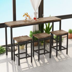 Modern Design Kitchen Dining Table,Pub Table,Long Dining Table Set with 3 Stools,Easy Assembly - Natural