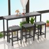 Modern Design Kitchen Dining Table,Pub Table,Long Dining Table Set with 3 Stools,Easy Assembly - Gray