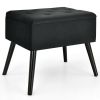 Velvet Storage Ottoman with Solid Wood Legs for Living Room Bedroom - Black