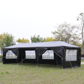 10'x30' Outdoor Party Tent with 8 Removable Sidewalls, Waterproof Canopy Patio Wedding Gazebo, Black - as picture