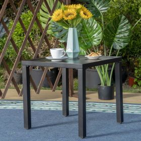 Outdoor Square Side Table, 18.9"D * 18.1"H Metal End Table, Black - Black