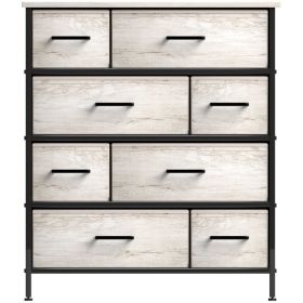 Bedroom 8 Drawer Fabric Dressing Table - Portable Vertical Wardrobe - light wood/black