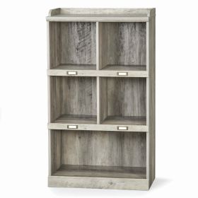 Modern Farmhouse 5 Cube Storage Bookcase with Name Plate, Rustic Gray Finish - rustic gray