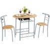 Set of 3 Round Dining Tables with Storage Racks - Natural