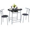 Set of 3 Round Dining Tables with Storage Racks - black