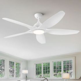 Modern 60 In Intergrated LED Ceiling Fan Lighting with White ABS Blade - Default