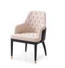 Modrest Nara Glam Beige Fabric, Black Bonded Leather and Champagne Gold Dining Chair - as Pic