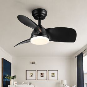 28 In Intergrated LED Ceiling Fan Lighting with Black ABS Blade - Default