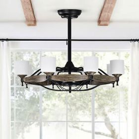 [Video]Matte Black Ceiling Fans With Remote Control 8 lights, DC Motor, 3 ABS - Default