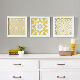 Tuscan Tiles Distressed Yellow Medallion 3-piece Wall Decor Set - as Pic