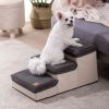 3 Tiers Foldable Dog Stairs; Pet Steps for Small to Medium Dogs; Dog Ladder Storage Stepper for Bed Sofa Couch - Grey