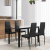 5 Pieces Dining Table Set for 4; Kitchen Room Tempered Glass Dining Table ; 4 Faux Leather Chairs ; Black - Black