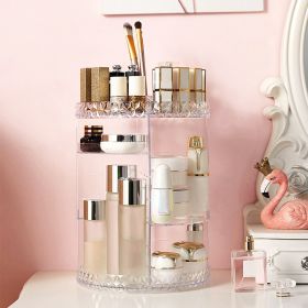 Rotating Makeup Organizer Clear Cosmetic Storage Rack Transparent Jewelry Display Box Case with 4 Trays One 17 Slot Top Shelf - Transparent