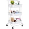 Werseon Rolling Cart with Wheels Bath Cart Organizer Cart Rolling Metal Tissue Cart Handle - White - as Pic