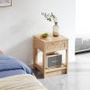 15.75" Rattan End table with drawer; Modern nightstand; side table for living roon; bedroom; natural - as Pic