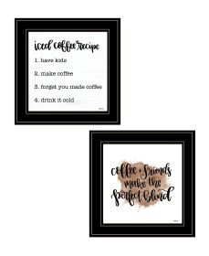 "Coffee & Friends Recipe" 2-Piece Vignette by Imperfect Dust; Ready to Hang Framed Print; Black Frame - as Pic