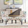 Upholstered Accent Armless Living Room Chair Set of 2 (Beige/Floral) - as Pic