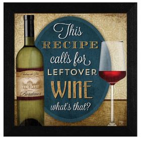 "Leftover Wine" By Mollie B.; Printed Wall Art; Ready To Hang Framed Poster; Black Frame - as Pic