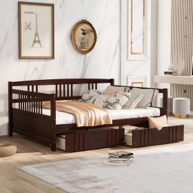 Full Size Daybed Wood Bed with Two Drawers; Espresso(OLD SKU:LP000058AAP) - as Pic