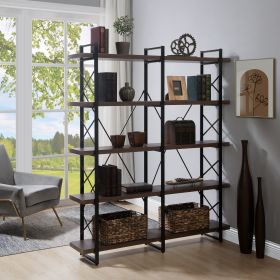 [VIDEO] Home Office 5 Tier Bookshelf; X Design Etageres Storage Shelf; Industrial Bookcase for Office with Metal Frame - as Pic