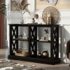 TREXM Console Table with 3-Tier Open Storage Spaces and &ldquo;X&rdquo; Legs; Narrow Sofa Entry Table for Living Room; Entryway and Hallway (Black) -