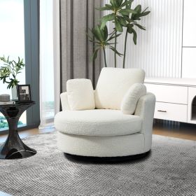 42.2&quot;W Swivel Accent Barrel Chair and Half Swivel Sofa With 3 Pillows 360 Degree Swivel Round Sofa Modern Oversized Arm Chair Cozy Club Chair for