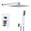 Shower System Shower Faucet Combo Set Wall Mounted with 10" Rainfall Shower Head and handheld shower faucet, Chrome Finish with Brass Valve Rough-In -